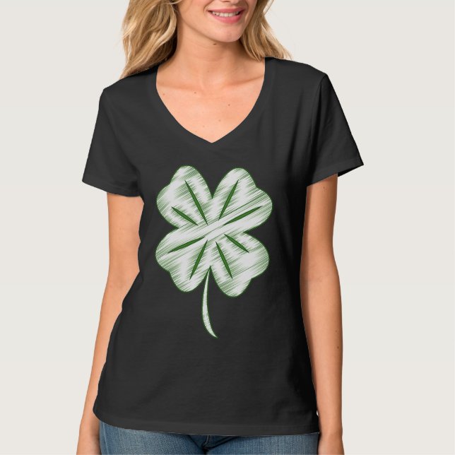 T-shirt Funny Distressed Four Leaf Clover St Patrick's Day (Devant)