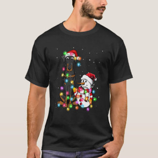 T-shirt Funny Doberman Chien Noël Tee Snowman Xmas Lumière