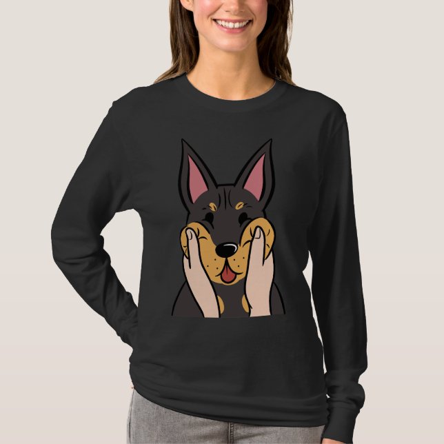 T-shirt Funny Doberman Chubby Cheeks (Devant)