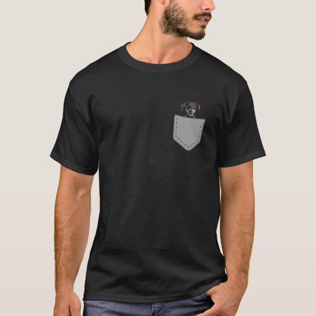 T-shirt Funny Doberman Puppy Dog In Your Pocket (Devant)