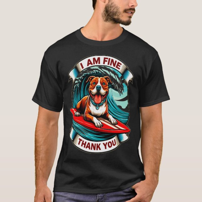 T-shirt Funny Dod Surfant Dans La Grande Vague Océan (Devant)