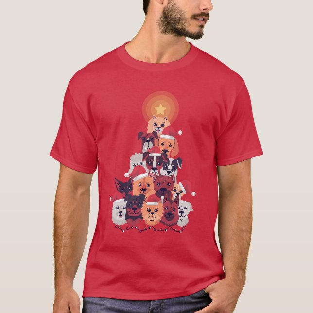 T-shirt Funny DOG Christmas Tree - Secourt d'adoption Fost (Devant)