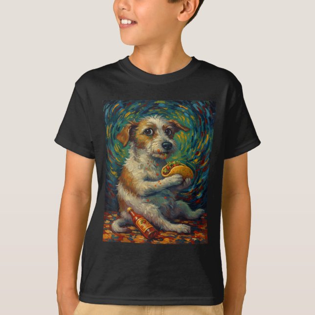 T-shirt Funny Dog Eating Taco Graphic Art Design  (Devant)