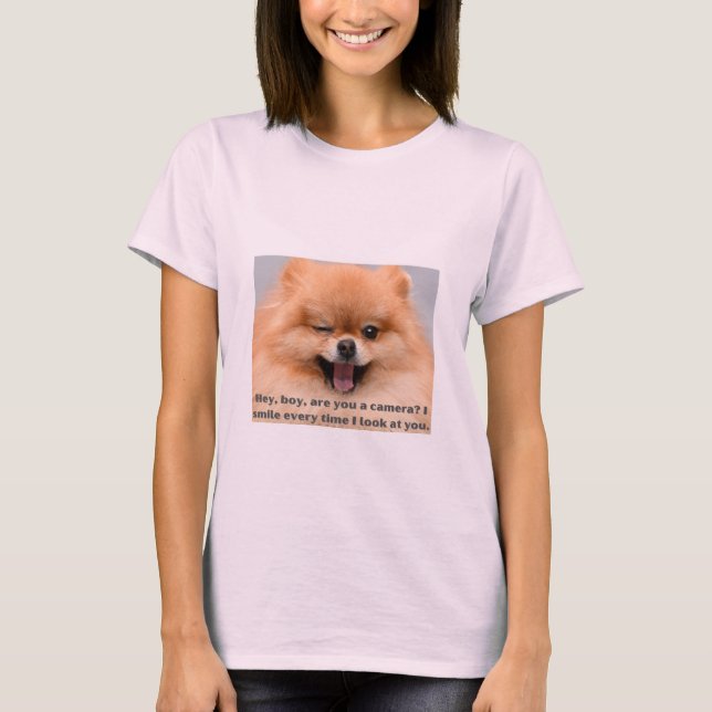 T-shirt Funny Dog Print - Hey boy (Devant)