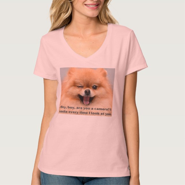 T-shirt Funny Dog Print - Hey boy (Devant)