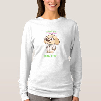 T-shirt Funny DOG-TOR Cartoon Dog Women's Long Sleeve T-Sh