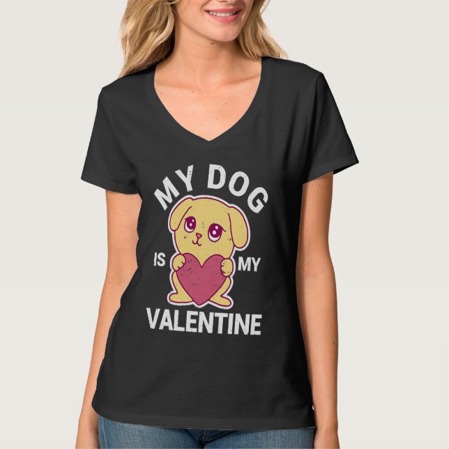 T-shirt Funny Dogs Lover Puppy Heart V Day My Dog Is My Va (Devant)
