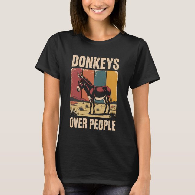 T-shirt Funny Donkeys Over People Donkey (Devant)