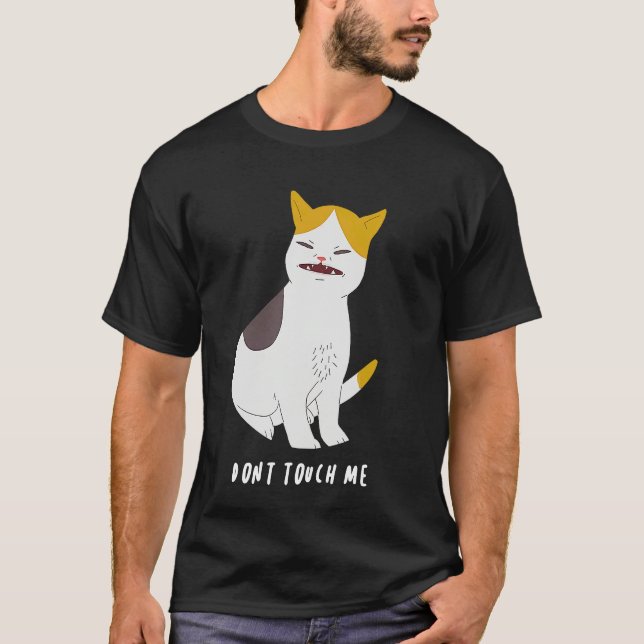 T-shirt Funny Don't Touch Me Cat Ew Human Ew People Introv (Devant)