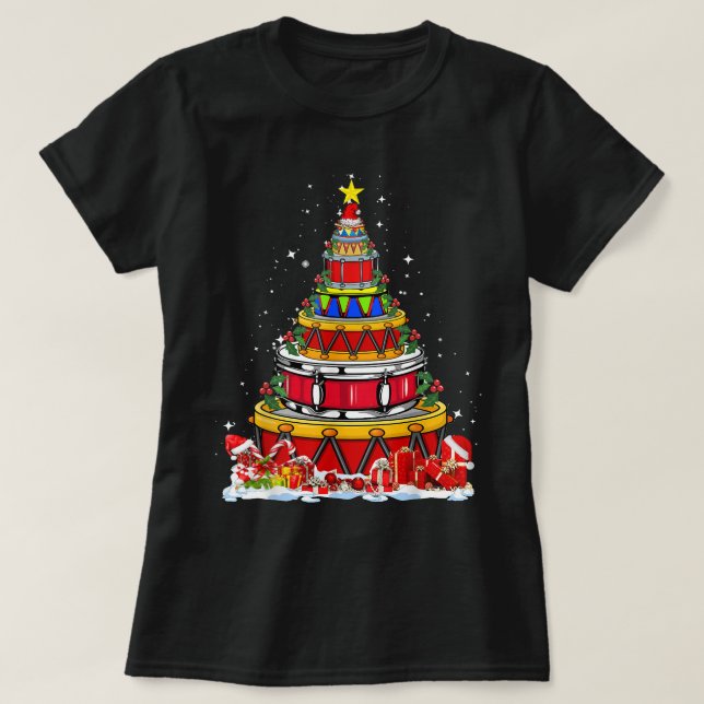 T-shirt Funny Drumline Christmas Tree Xmas (Design devant)