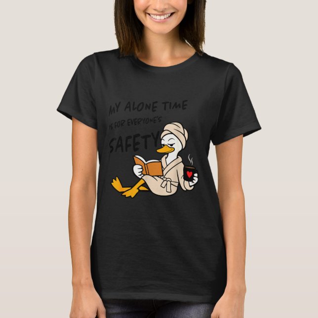 T-shirt Funny duck alone time safety introvert reading (Devant)