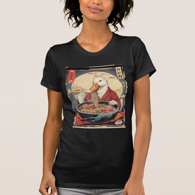 T-shirt Funny Duck Eating Ramen Japanese for students  (Devant)