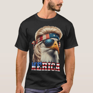 T-shirt Funny Eagle Merica 4 juillet Perruque Blonde Mulle