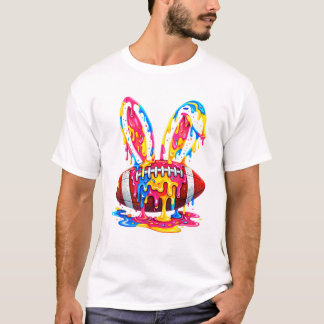 T-shirt Funny Easter Football Bunny Ears Paint Drip Graphi