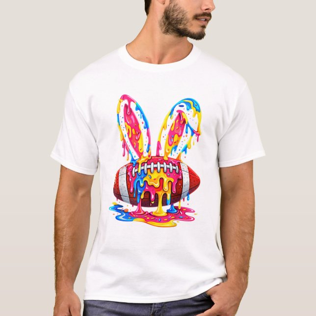 T-shirt Funny Easter Football Bunny Ears Paint Drip Graphi (Devant)