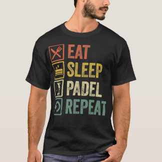 T-shirt Funny Eat Sleep Padel Repeat Retro Vintage Sports 