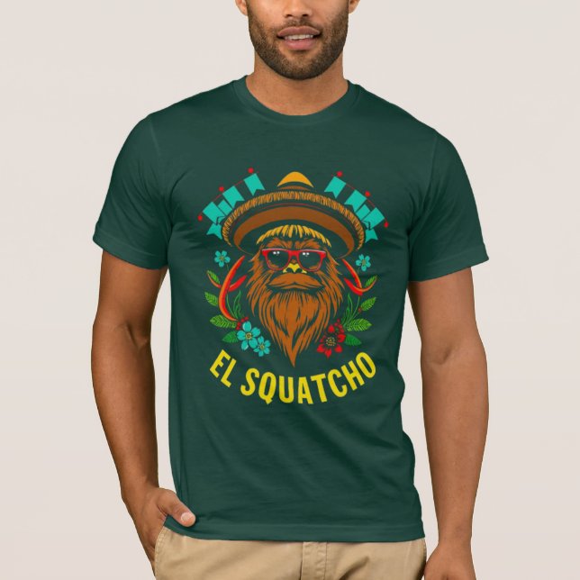 T-shirt Funny EL SQUATCHO Cinco de Mayo Bigfoot Party Art (Devant)