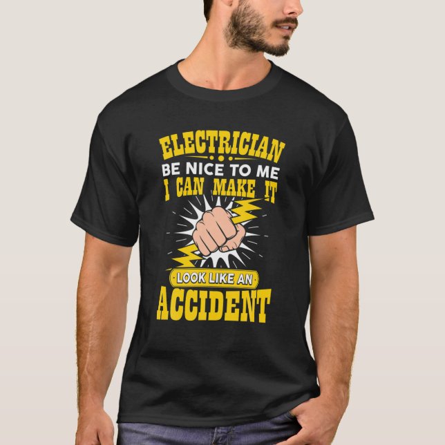 T-shirt Funny Electrician Art Men Electrical Engineer Humo (Devant)