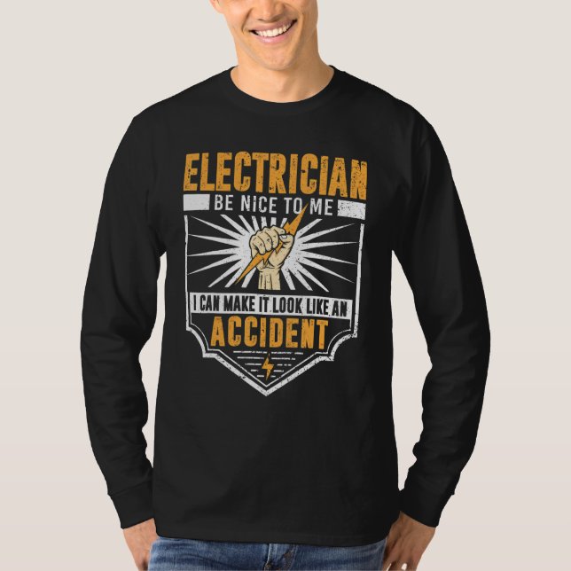T-shirt Funny Electrician Hommes Ingénieur électrique Humo (Devant)