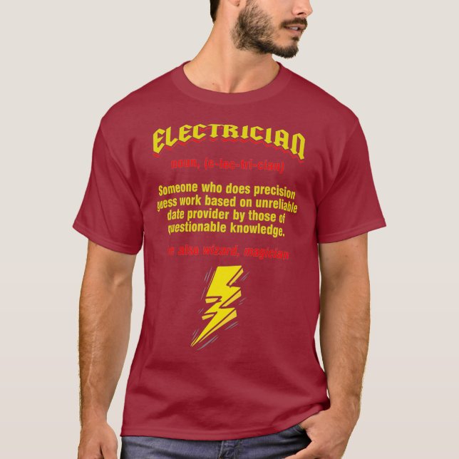 T-shirt Funny Electrician Noun Définition Lineman (Devant)