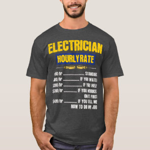 T-shirt Funny Electricien Tarifs horaires Lineman Retro
