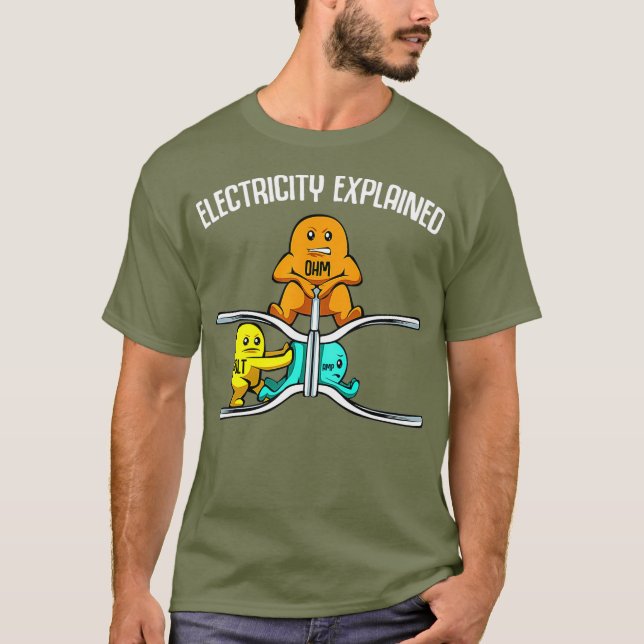 T-shirt Funny Electricity Expliqué Physique Enseignant Ner (Devant)
