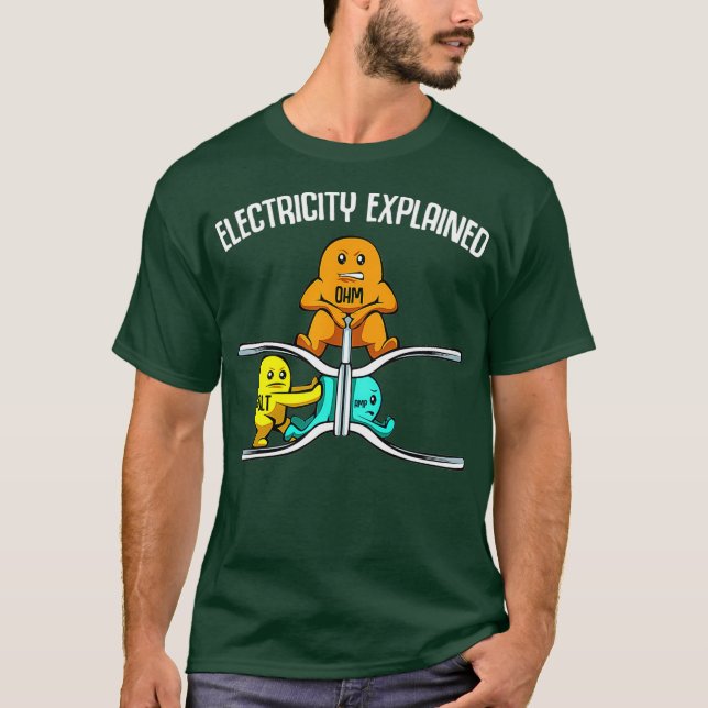 T-shirt Funny Electricity Expliqué Physique Enseignant Ner (Devant)