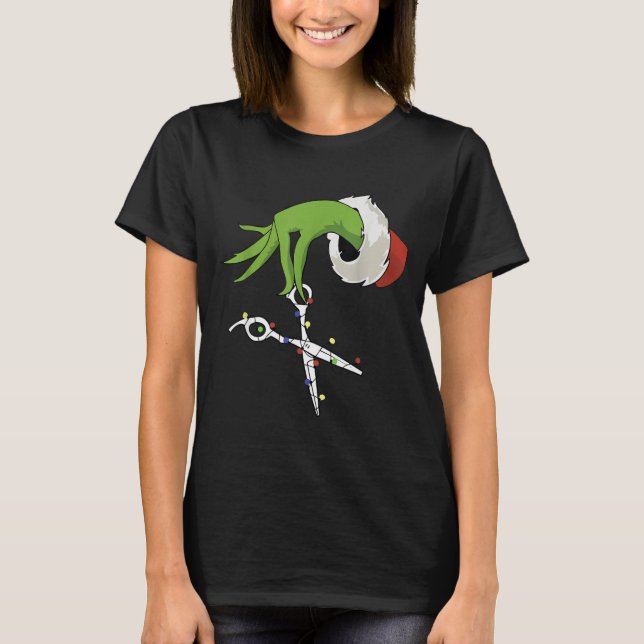 T-shirt Funny Elf Hands Hair Stylist Hairdresser Scissor B (Devant)