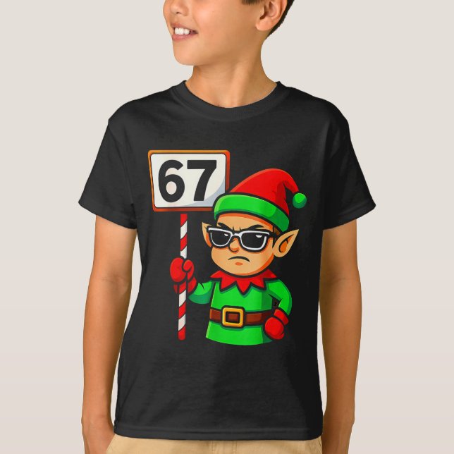 T-shirt Funny Elf Six Seven 6 7 Meme Christmas Costume 67  (Devant)