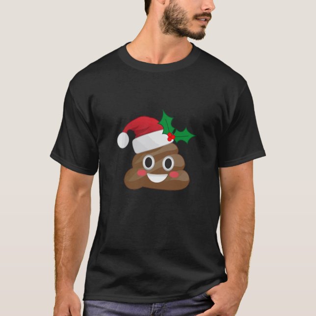 T-shirt Funny Emoji Santa Hat Christmas Poop Shirt pour en (Devant)