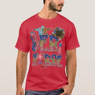 T-shirt Funny ER Nurse Leopard Tournesol Drapeau Américain