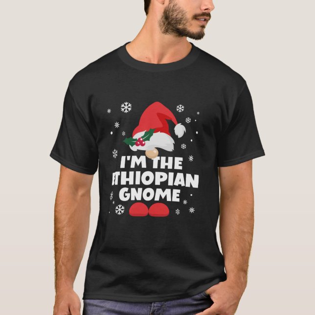 T-shirt Funny Ethiopian Gnome Family Matching Group Happy  (Devant)