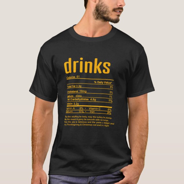 T-shirt Funny Family Thanksgiving Nutritional Facts Labels (Devant)