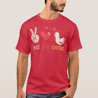 T-shirt Funny Farm Peace Love Poulets Graphisme Femmes et 