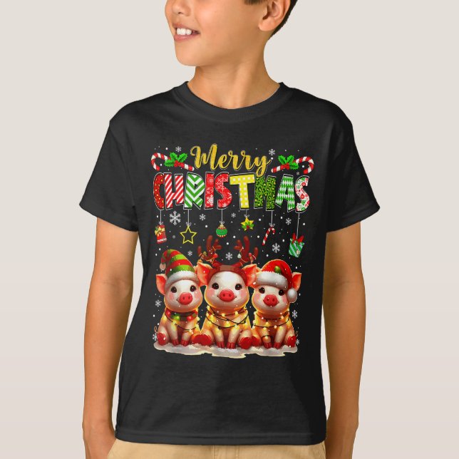 T-shirt Funny Farmer Merry Christmas Reindeer Santa Gs Fam (Devant)