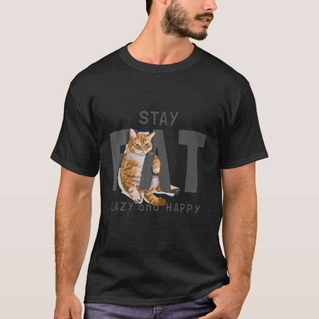 T-shirt Funny Fat Chat Lazy Amoureux de les chats heureux (Devant)