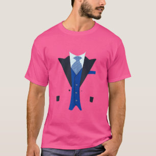T-shirt Funny Faux Fake Tuxedo Suit top avec Vest et crava