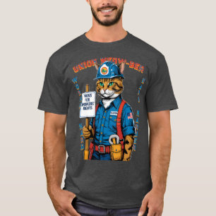 T-shirt Funny Feline Union membre de la fête du travail de
