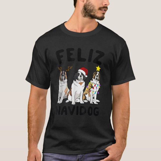 T-shirt Funny Feliz Navidog St Bernard dog lover gift Chri (Devant)