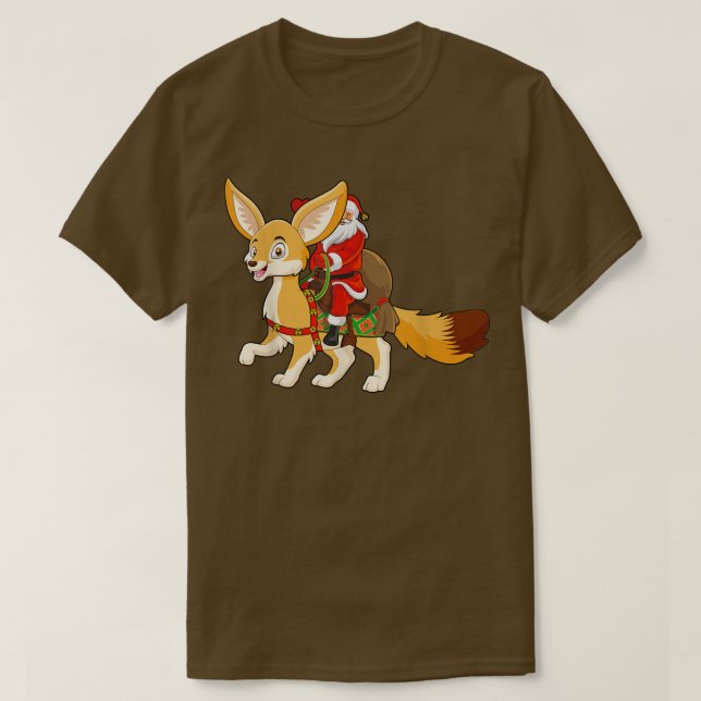 T-shirt Funny Fennec Fo Lover Père Noël Riding Fennec Fo C (Design devant)