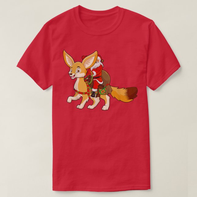 T-shirt Funny Fennec Fo Lover Père Noël Riding Fennec Fo C (Design devant)
