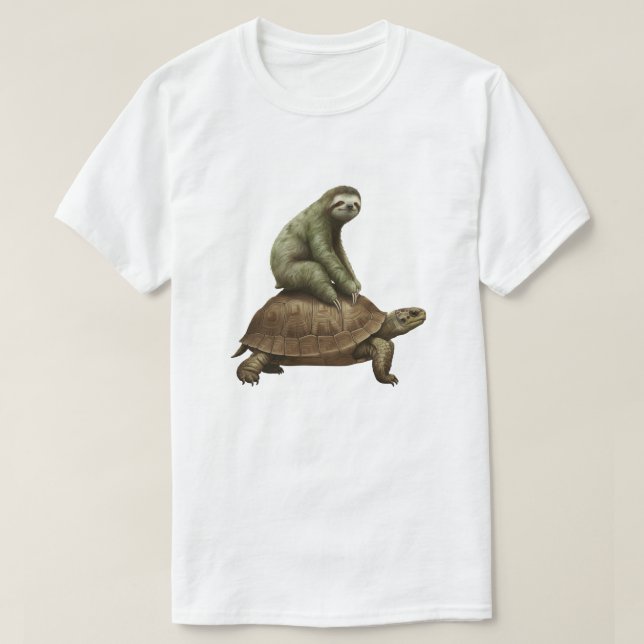 T-shirt Funny Fente équitation Tortoise - Amoureux des ani (Design devant)