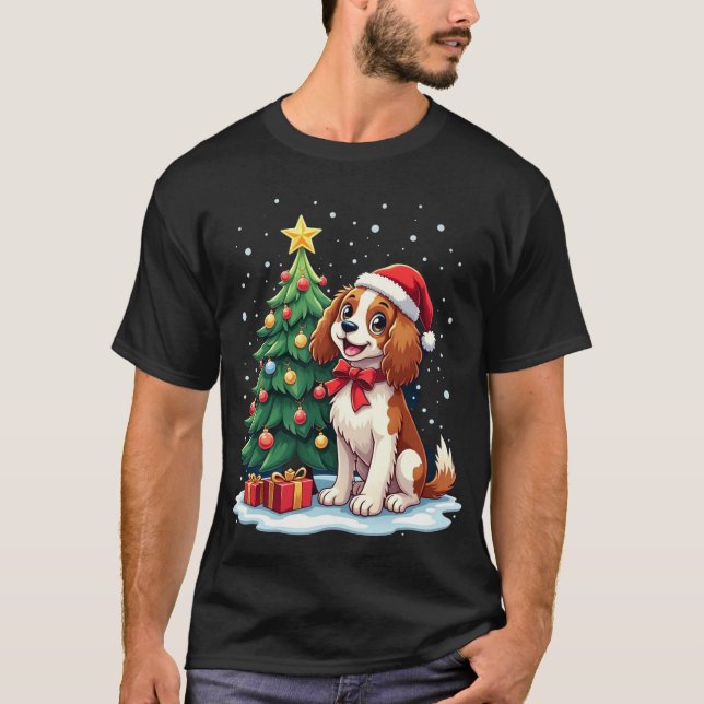 T-shirt Funny Festive Dog Costume with decorated Christmas (Devant)