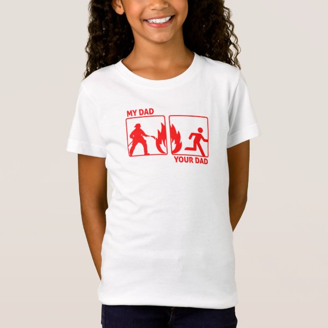 T-Shirt Funny Firefighter Dad - Don pour fille ou fils (Devant)