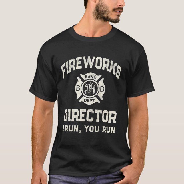 T-shirt Funny Fireworks Director Pyro Safety Firefighter A (Devant)