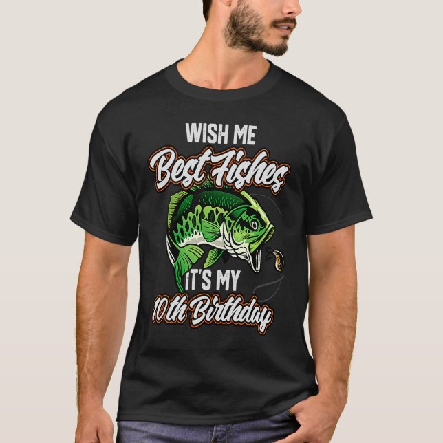 T-shirt Funny Fisherman's 10th Birthday 10 Bass Fishing B (Devant)
