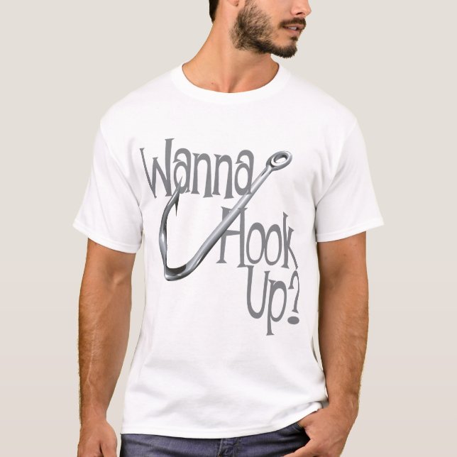 T-shirt Funny Fishing - Hook UP Dating (Devant)