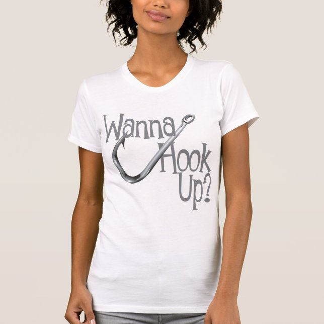 T-shirt Funny Fishing - Hook UP Dating (Devant)