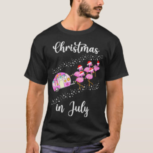 T-shirt Funny Flamant rose Pink Camping Noël en Juillet 3