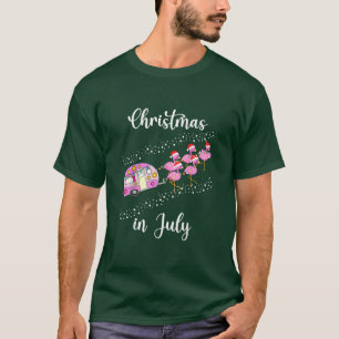 T-shirt Funny Flamant rose Rose Retro Camping Voiture Noël